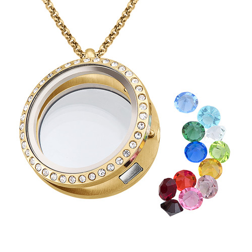 Birthstone Charms Floating Locket with Gold Plating