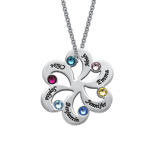 Birthstone Family Necklace - Flower Shaped