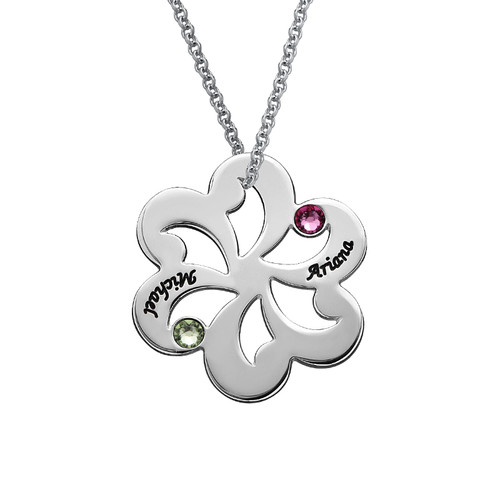 Birthstone Family Necklace - Flower Shaped