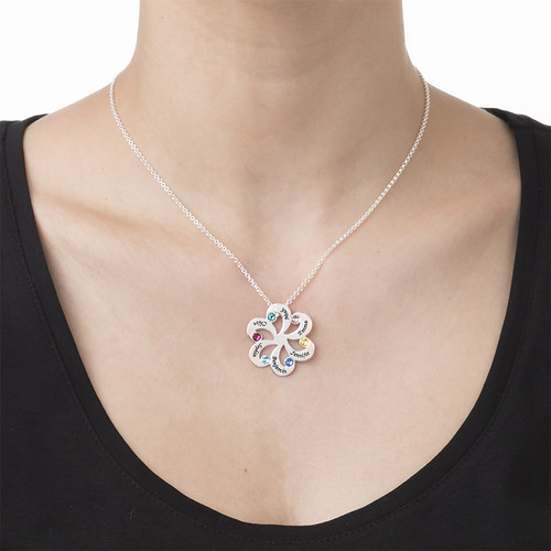 Birthstone Family Necklace - Flower Shaped