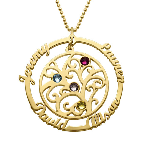 Birthstone Family Tree Necklace with Gold Plating