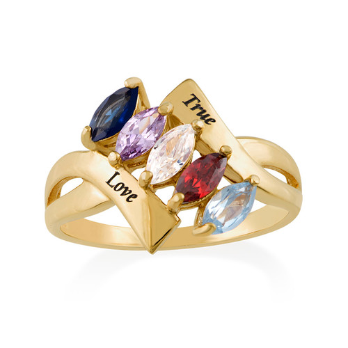 Birthstone Ring for Mom with Gold Plating