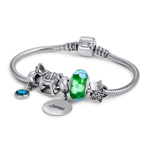 Birthstone Silver Charm