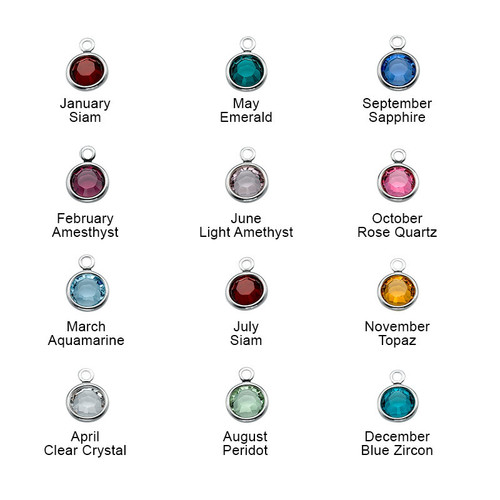 Birthstone Silver Charm