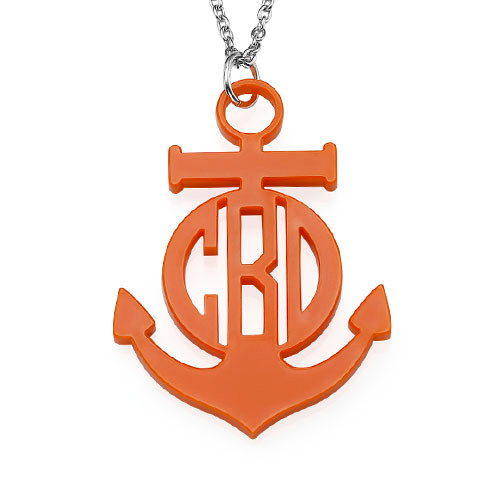 Acrylic Anchor Block Monogram Necklace