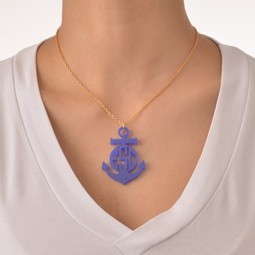 Acrylic Anchor Block Monogram Necklace