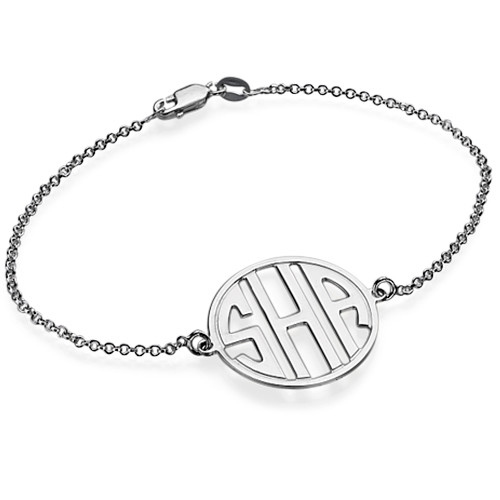 Block Letter Monogram Bracelet in Silver