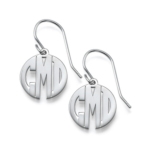 Block Monogram Earrings in Silver