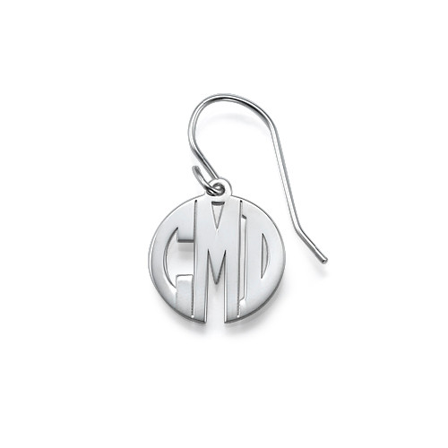 Block Monogram Earrings in Silver