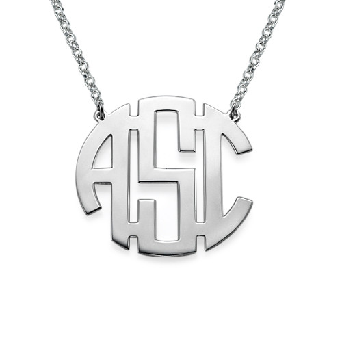 Block Monogram Necklace in Sterling Silver