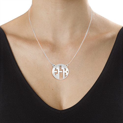 Block Monogram Necklace in Sterling Silver