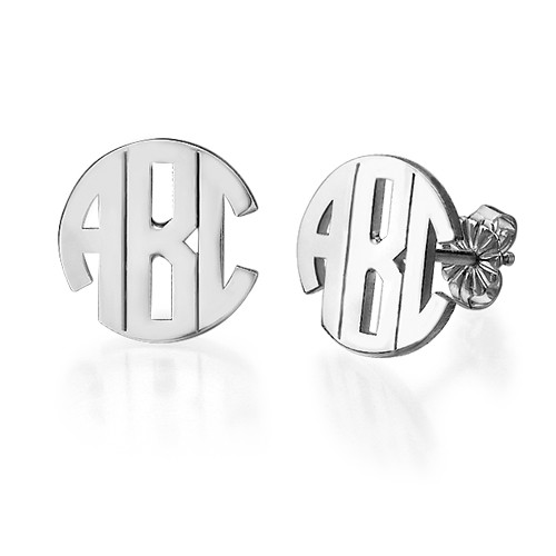 Block Monogram Stud Earrings