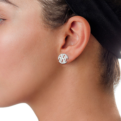 Block Monogram Stud Earrings