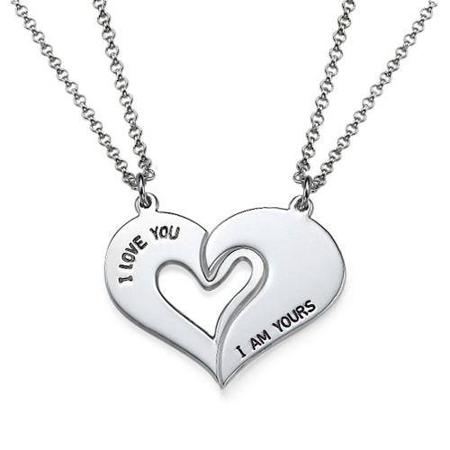 Breakable Heart Necklace for Couples in Silver