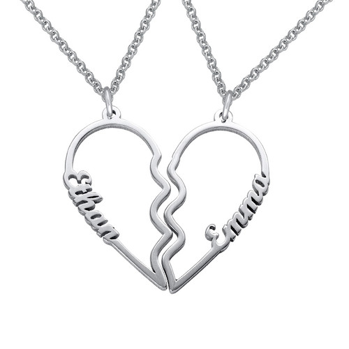 Broken Heart Name Necklace for Couples