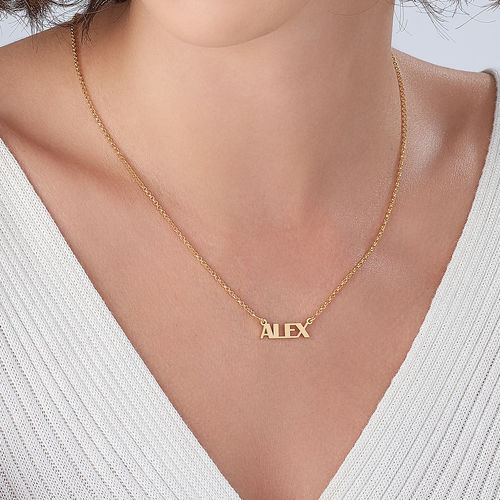 Capital Letters Name Necklace with 18K Gold Plating