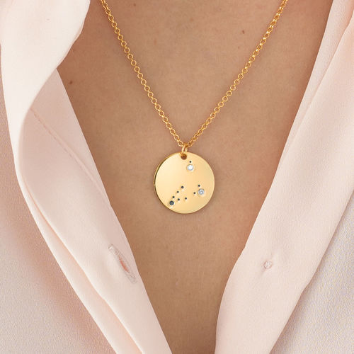 Capricorn Constellation Necklace with Diamonds in Gold Plating