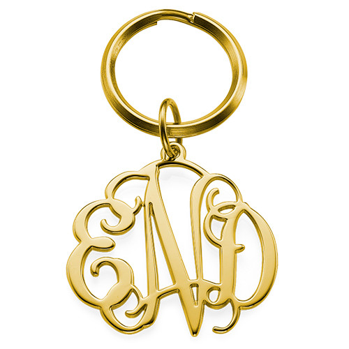 Celebrity Monogram Keychain - 18k Gold Plated