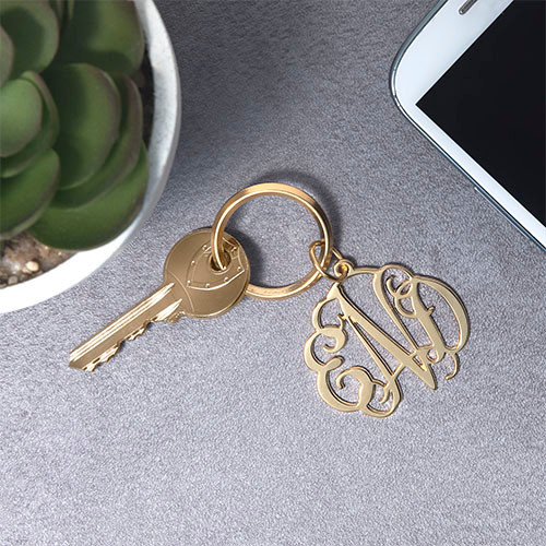 Celebrity Monogram Keychain - 18k Gold Plated