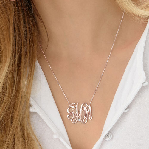 Celebrity Monogram Necklace Rose Gold Plated with Diamond