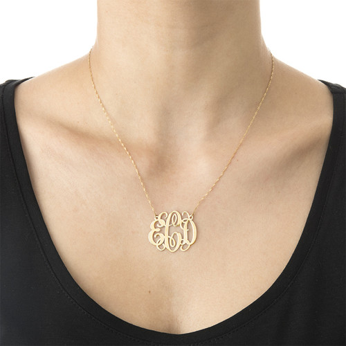 Celebrity Monogram Necklace in 14k Gold