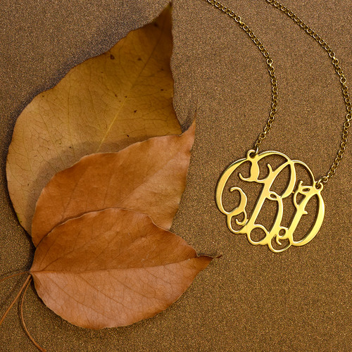 Celebrity Monogram Necklace in 18k Gold Plating