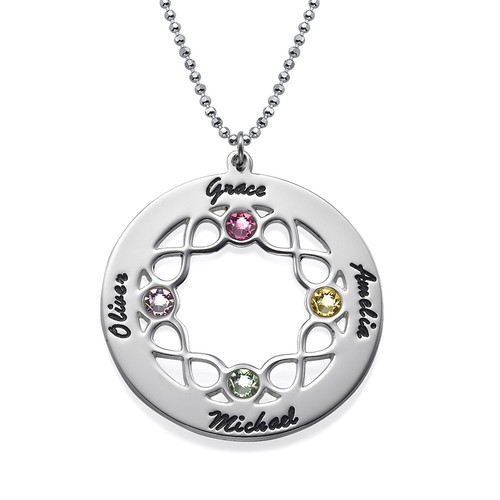 Circle Birthstone Necklace with Infinity Symbols