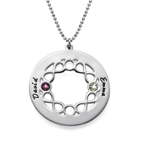 Circle Birthstone Necklace with Infinity Symbols