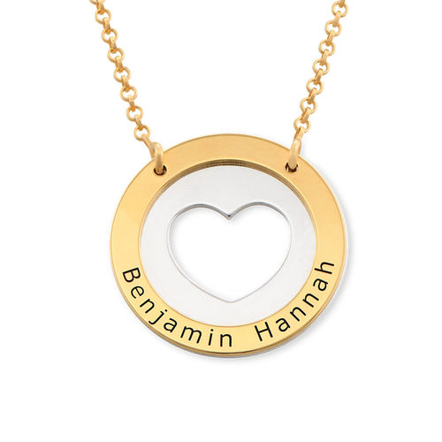 Circle Heart Necklace in Silver and Gold Plating