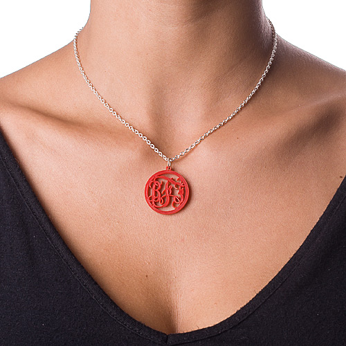 Circle Monogram Color Necklace