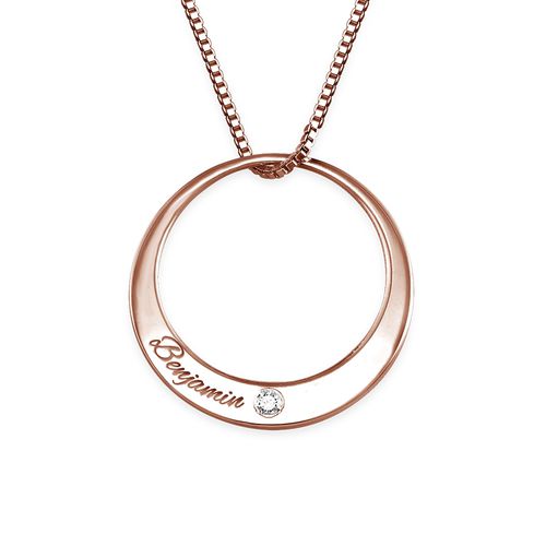 Circle Rose Gold Plated Necklace with Diamond