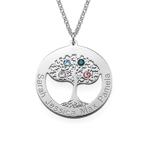 Circle Tree of Life Necklace with Birthstones