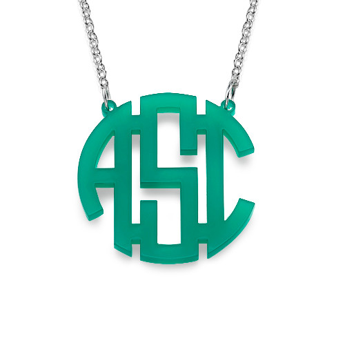 Colorful Acrylic Block Monogram Necklace