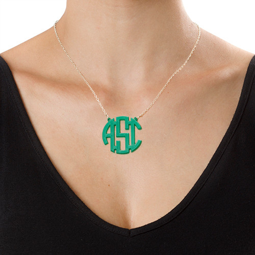 Colorful Acrylic Block Monogram Necklace