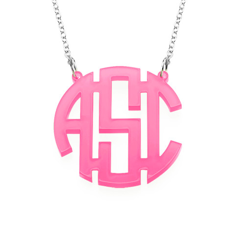 Colorful Acrylic Block Monogram Necklace