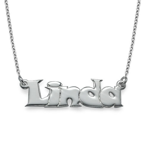 Comic Style Silver Name Necklace Kids