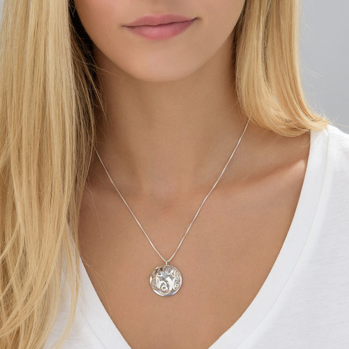 Contoured Filigree Monogrammed Necklace in Silver