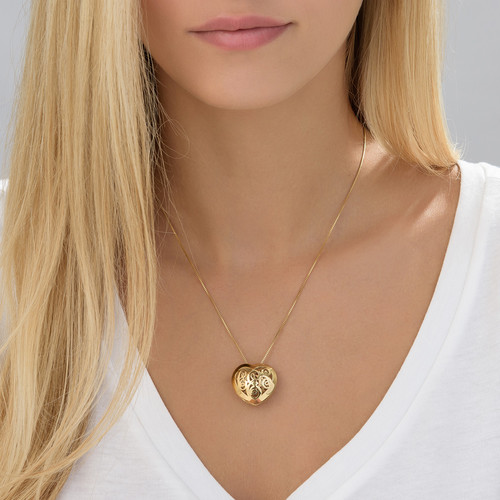 Contoured Gold Plated Monogram Necklace - Heart Shape