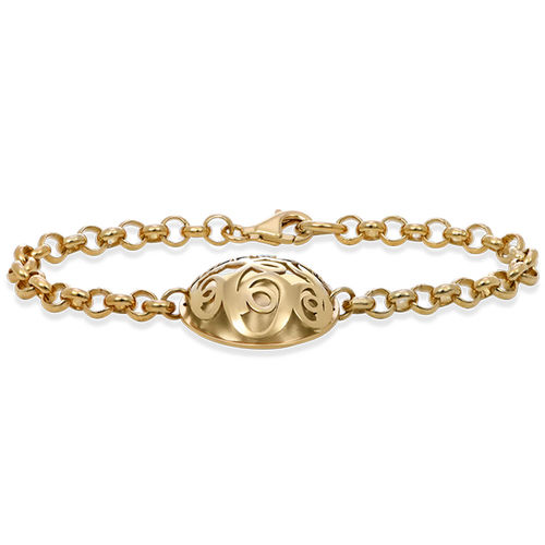 Contoured Monogram Bracelet in Gold Plating