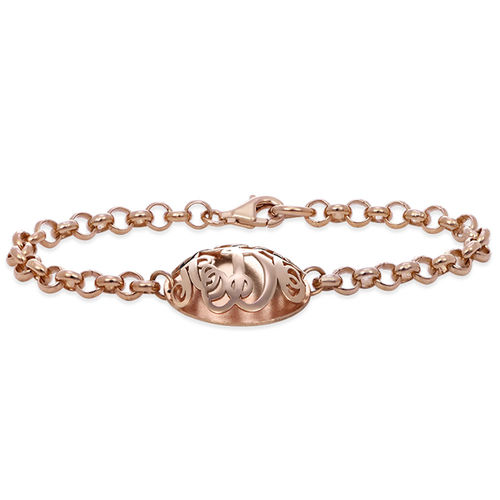 Contoured Monogram Bracelet in Rose Gold Plating