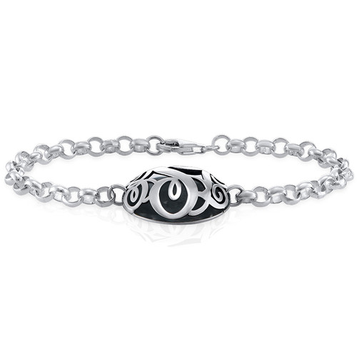 Contoured Monogram Bracelet in Silver