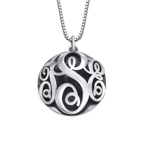 Contoured Monogram Necklace in Sterling Silver