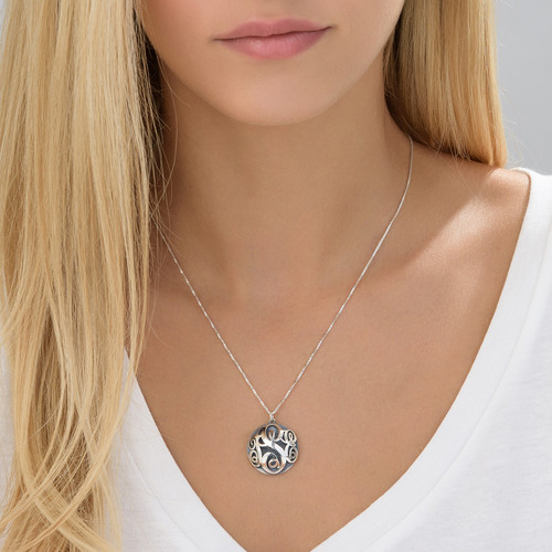 Contoured Monogram Necklace in Sterling Silver