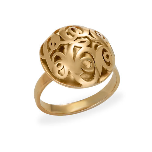 Contoured Monogram Ring in Gold Plating