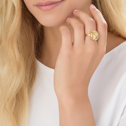 Contoured Monogram Ring in Gold Plating