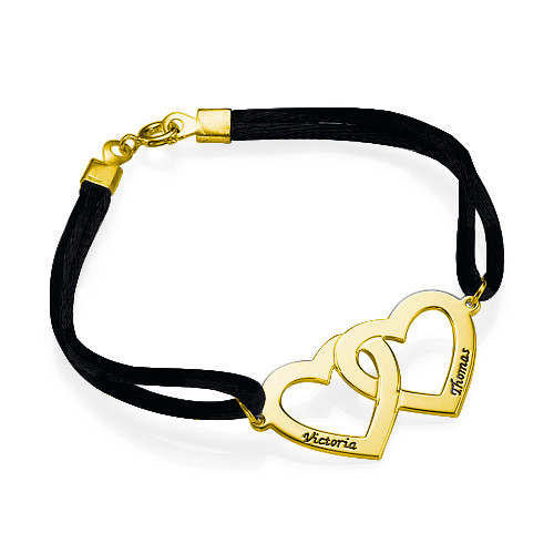 Couples Heart Charm Bracelet in Gold Plating