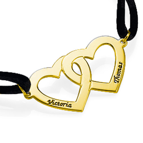 Couples Heart Charm Bracelet in Gold Plating