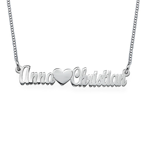 Double Strength Couples Name Necklace in Sterling Silver