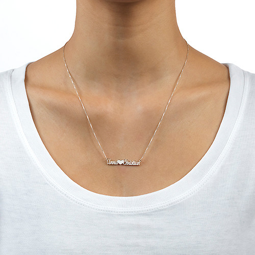 Double Strength Couples Name Necklace in Sterling Silver