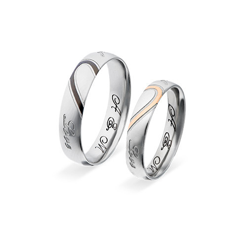 Couple's Promise Ring Set - Half Hearts